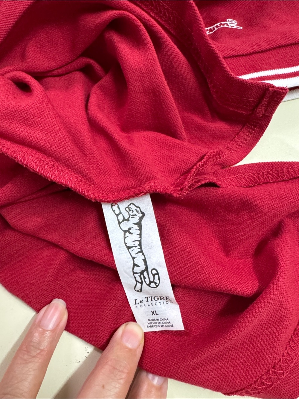 Le Tigre Red Polo with Embroidered Tiger and Contrast Collar - Picture 7 of 9